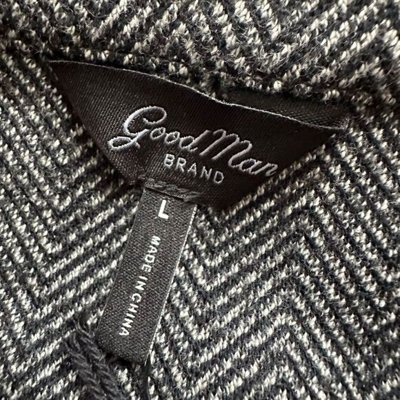 Good Man Brand Herringbone Trucker Jacket Vintage Inspired Detail Black Large - Picture 3 of 8